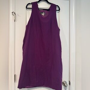 Vintage Herve Bernard Purple 100% Wool Shift Dress, Sz 14W